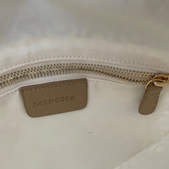 Mischa Signature Hexagon Print Zip Closure Clutch Bag White Purple Tan Sz OS - Picture 8 of 11